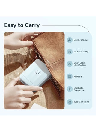 D110 Upgraded Version Mini Label Maker Machine D110-M Label Printer with 15mm Printing Width, Portable Bluetooth Thermal Printer, Sticker Maker with Multiple Templates, with 1 Roll 12*40mm White Tape for Office Organization Home Kitchen School, Blue - view 2